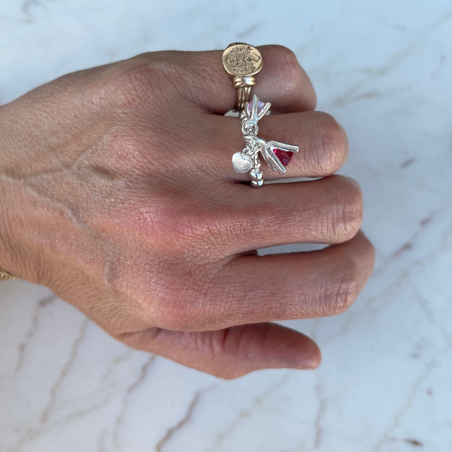 Poppy stæsj ring rosa