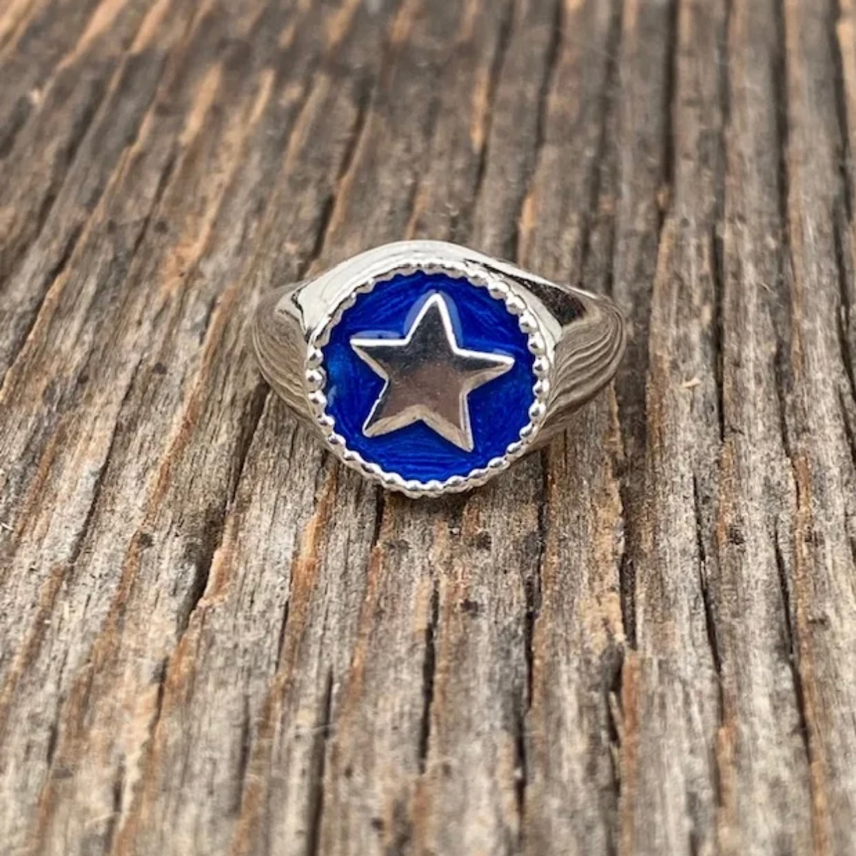 Happy blue signetring sølv