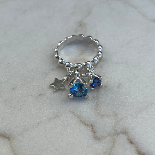 Poppy stæsj ring-blå