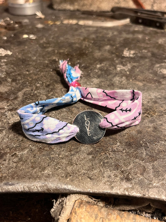 Bandana armbånd rosa&blå